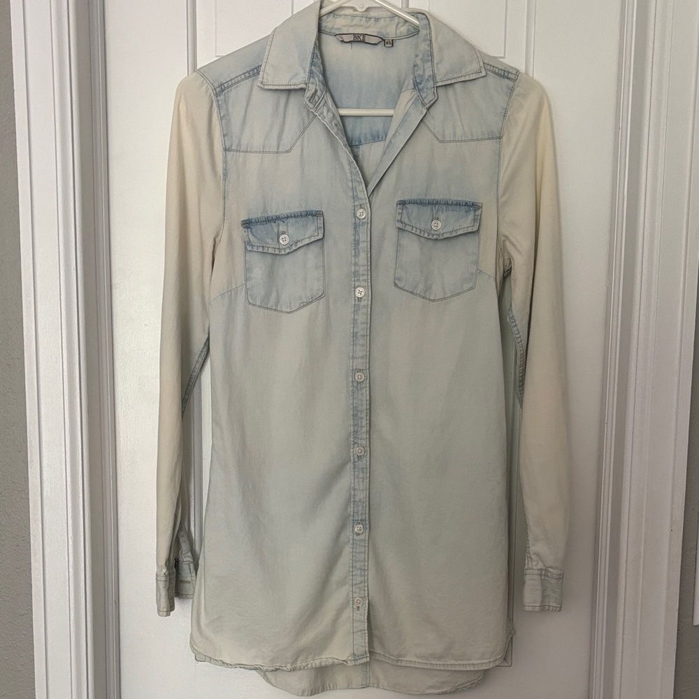 BKE Faded Blue Denim Shirt